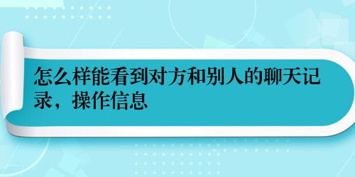 怎么样能看到对方和别人的聊天记录，操作信息